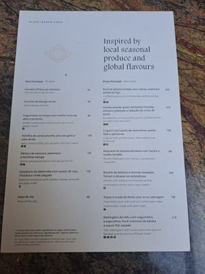Menu at Jardineiro - Vegan Kitchen in Porto