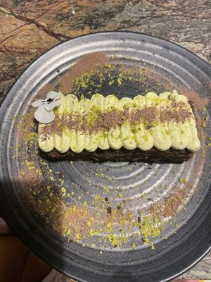 Pistachio “tiramisu” - more of a tiramisu cake   at Jardineiro - Vegan Kitchen in Porto