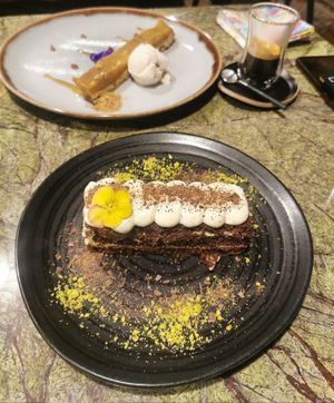 Pistachio Tiramisu (like Milchschnitte:)) at Jardineiro - Vegan Kitchen in Porto