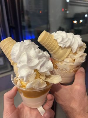 Stone fruit composed cone  at Normal Ice Cream in Salt Lake City