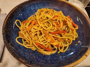 Spaghetti with veggies. I think it has garlic and chili. at Cielo in Fiumicino