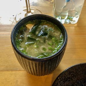 Miso soup   at Arume Sake Bar in Mallorca
