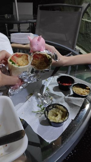 (this photo was taken in our hotel) at El Palacio Del Falafel in Montevideo