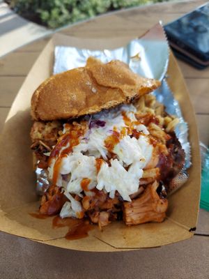 Bubba Sparxx Pulled BBQ Sandwich at Local Green Orlando Food Truck in Lake Buena Vista