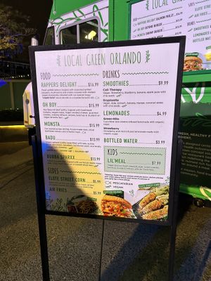 Menu  at Local Green Orlando Food Truck in Lake Buena Vista