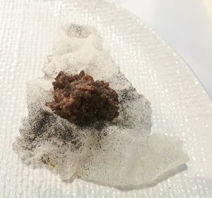 Potato and Chickpea cream & rice cracker (part of Signature Tasting) at The Restaurant Pendolino in Sydney