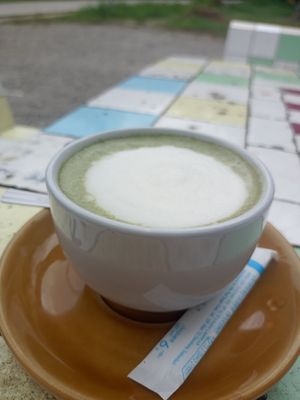 Hot Matcha latte soymolk at Bamboo House - Maybe closed in Khlong Sok