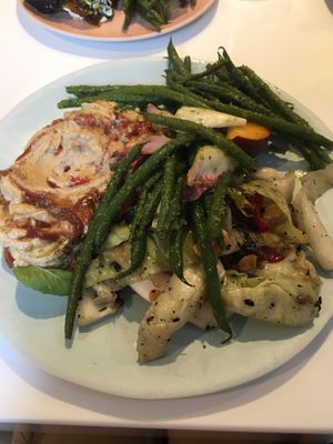 Hummus, beans and cabbage salad plate   at Ottolenghi in North London
