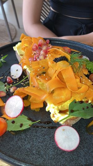 Carrot salmon bread: well flavored and a great amount of salmon   at Alua Catering Cafe in Dresden