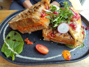 Grilled "Cheese" Sandwiches mit extra "Spiegelei" at Alua Catering Cafe in Dresden