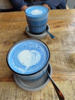 Blue Kokos Latte at Alua Catering Cafe in Dresden