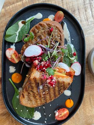 Bacon sandwich was great at Alua Catering Cafe in Dresden