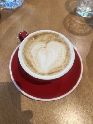Latte with soy milk   at Flax & Kale - La Roca Village in Barcelona