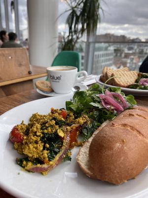 Scrambled tofu with Gluten free breadd  at Blue  in Amsterdam