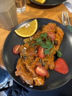 bread with ratatouille  at Café Camus in Bonn