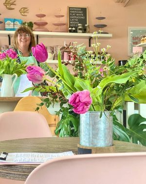 Beautiful Instagram worthy cafe, that also sells fresh cut flowers at Blooms Cafe in Emsworth