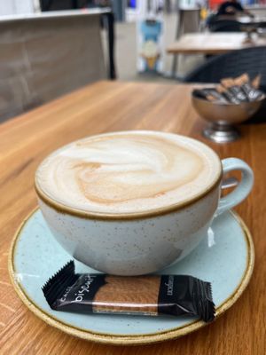 Soya chai latte at Nomad Cafe and Deli in Harrogate