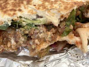 Vegan chicken and falafel wrap   at Nomad Cafe and Deli in Harrogate