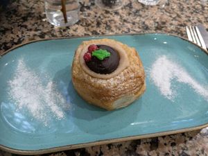 Festive vegan chocolate and orange pastry at Nomad Cafe and Deli in Harrogate