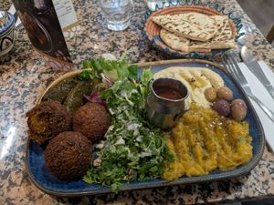 Vegan Vine Leaves Mezze at Nomad Cafe and Deli in Harrogate