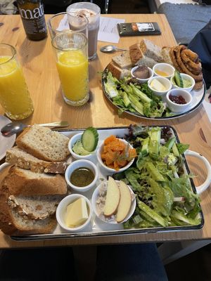 Nordish breakfast front and Köök breakfast in the back  at Katers Köök in Hamburg