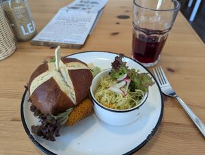 Backvischbrötchen: fish was a bit small and slightly dry. at Katers Köök in Hamburg