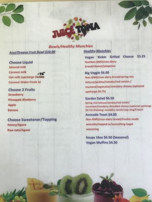 Page 1 of Juice Topia menu  at Juice Topia in Rocky Mount