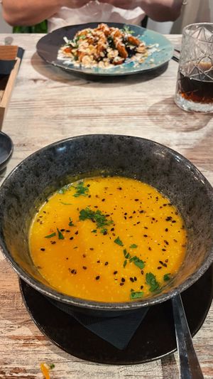 Pumpkin soup (without cream). Delicious.  at Blacksalt in Carvoeiro