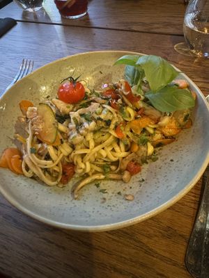 Linguine with homemade vegan pesto  at Blacksalt in Carvoeiro