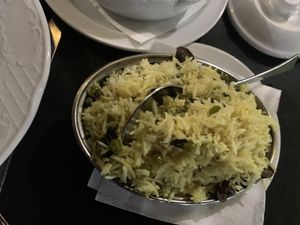 Arroz con champis y guisantes   at Buddha House in Torrox Costa