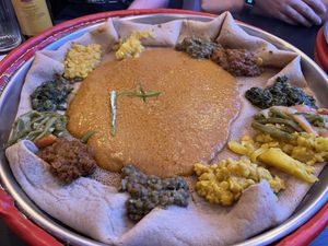Vegan sharing platter   at Asmara Bella Restaurant in Manchester