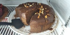 Vegan Chocolate Cake with organic cacao and without sugar (jarabe de agave)  at Yu'gupa in Mazunte