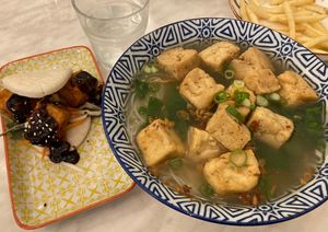 Bao Feu Choux & Noodle Soup with Kailan - vegan  at Le Feu in Berwick