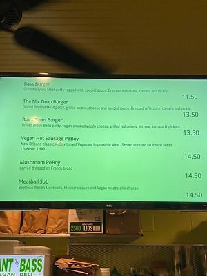 Menu 2/3.  at Plant Bass Vegan Deli in Harvey