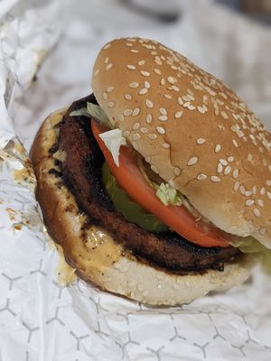 Bass Burger at Plant Bass Vegan Deli in Harvey