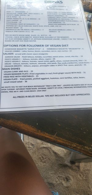 Menu at Peer's Place in Hopkins