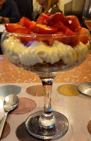 Strawberries and Chantilly crema at Indigeno Roma in Rome