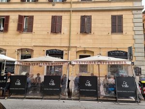 Outdoor seating at La Follia in Rome