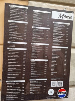 Menu at La Follia in Rome