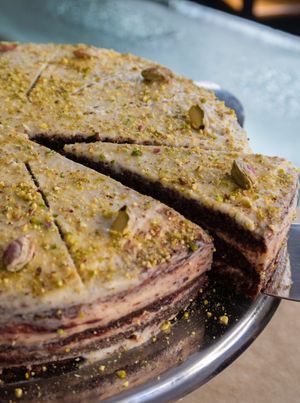 Homemade cake with pistachio 🍰 at Simple Food Punkt in Sofia