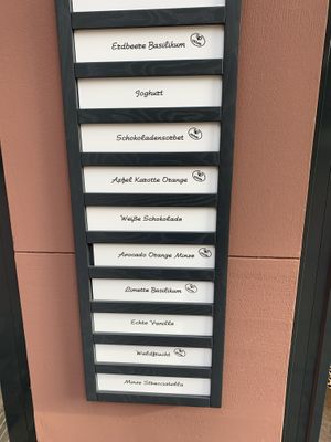 vegan options clearly marked  at Leine Eis in Hannover