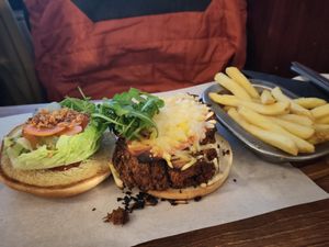 Vegan cheese & bacon burger at The Old Bath Arms in Frome