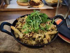 Greek salad pasta grill at The Old Bath Arms in Frome