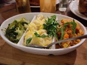 Veg that comes with nut roast at The Old Bath Arms in Frome