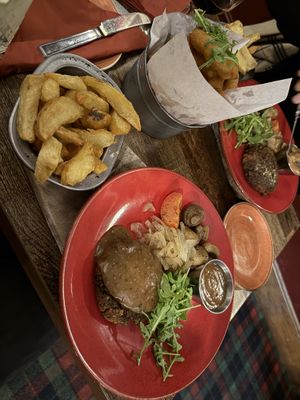 Vegan steak and chips   at The Old Bath Arms in Frome