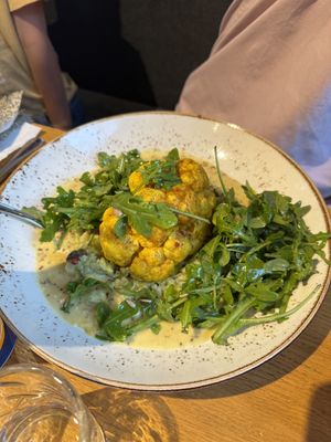 Pilz Risotto mit Blumenkohlsteak  at Festland in Krummhoern