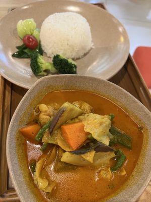 Curry veg with rice #Veganuary at Water Drop Tea House - Sutera Mall in Skudai