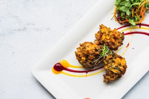 Mixed Vegetable Pakora Starter at Five Rivers in Leamington Spa