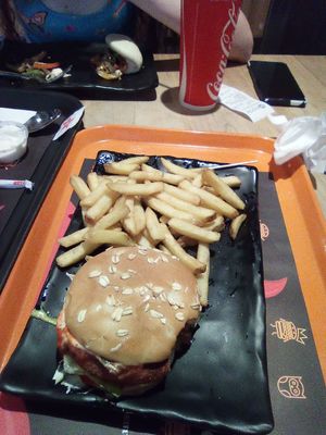Meatless with fries at Goody's Burger House in Nafplion