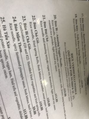 Menu   at Veggie Garden in Orlando